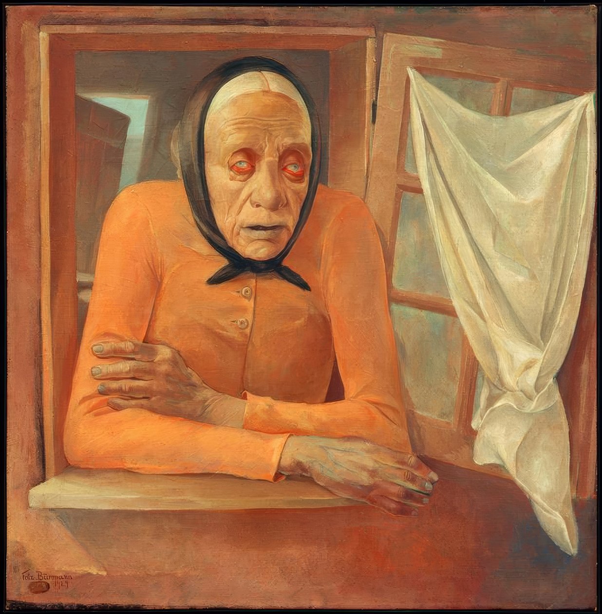 Alte Frau am Fenster von Fritz Burmann