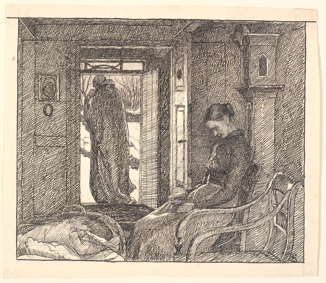 Und die Mutter sah in ihren Schoß, und die Tränen liefen ihr über die Wangen... von Fritz Syberg
