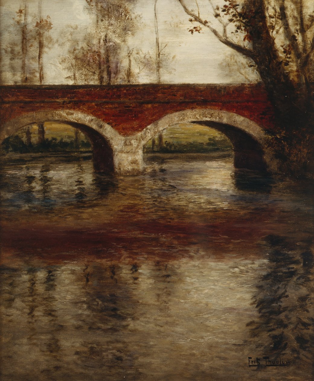Flusslandschaft mit Brücke von Fritz Thaulow