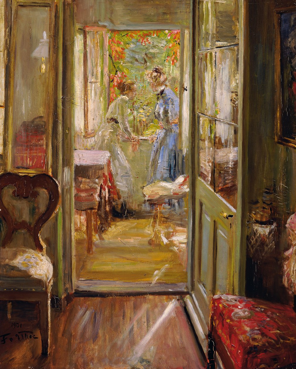 Die Töchter des Künstlers in der Veranda von Fritz von Uhde