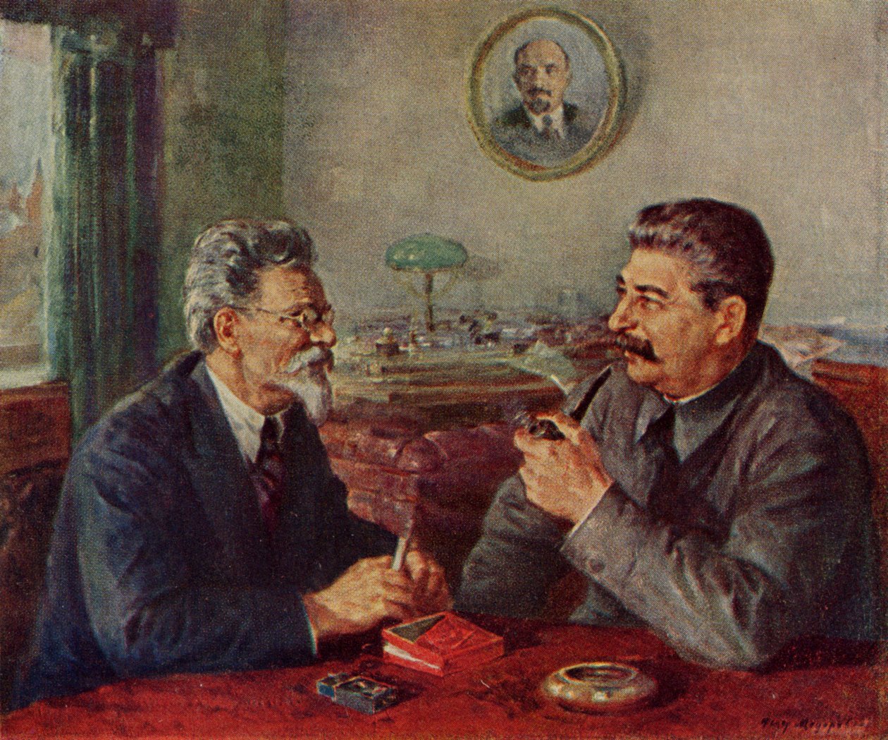 Joseph Stalin (1879-1953) & Mikhail Iwanowitsch Kalinin (1875-1946) von Fyodor Alexandrovich Modorov