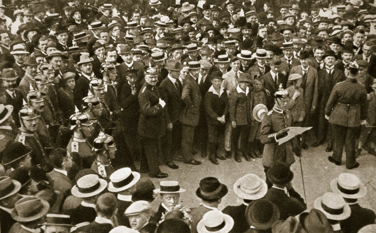 Die Kriegserklärung des Kaisers wird verlesen, Berlin, Deutschland, 4. August 1914 von GPA