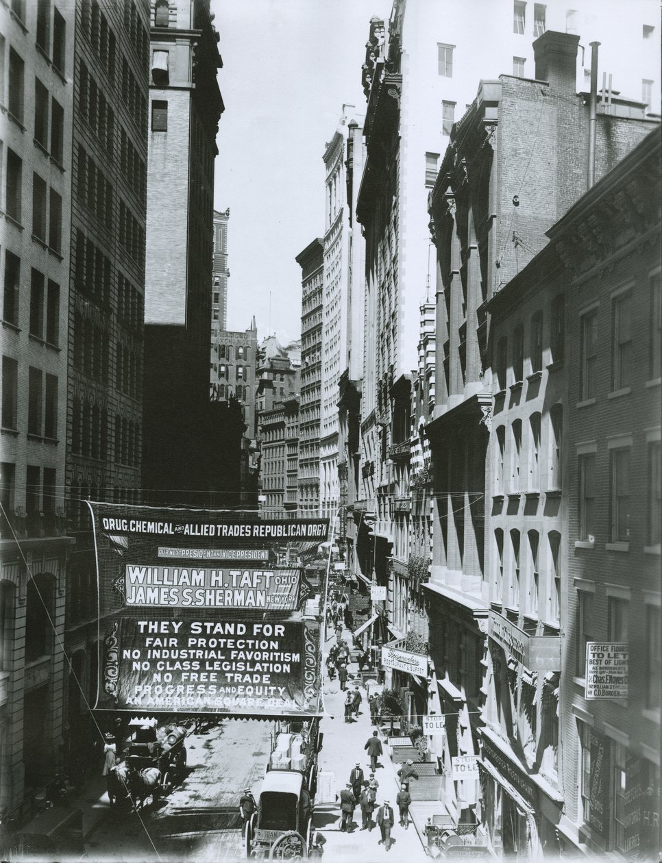 Taft und Sherman Banner auf der Maiden Lane, New York City, 1908 von G.P. Hall und Sohn
