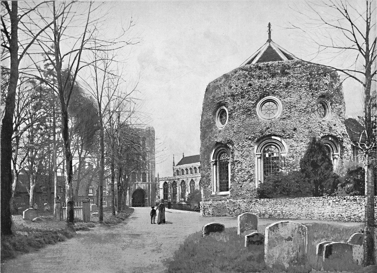 Bury St. Edmunds: Turm, Kirche und Abtei, um 1896 von G. A. Nichols