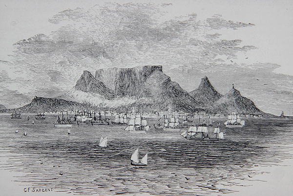 Kapstadt von der Tafelbucht aus gesehen, Südafrika, aus 