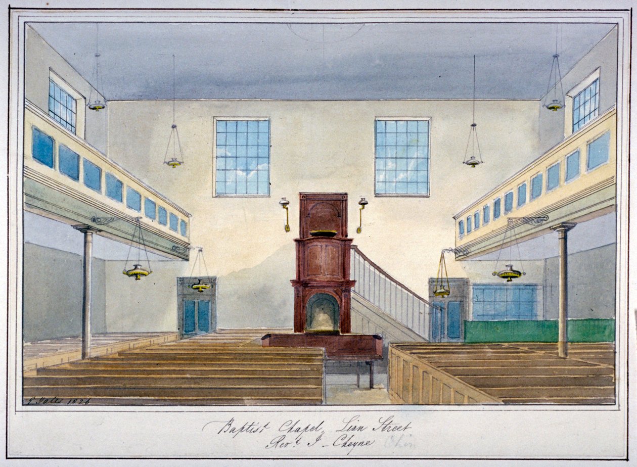 Innenansicht der Lion Street Baptist Chapel, abseits der New Kent Road, Southwark, London, 1826 von G Yates