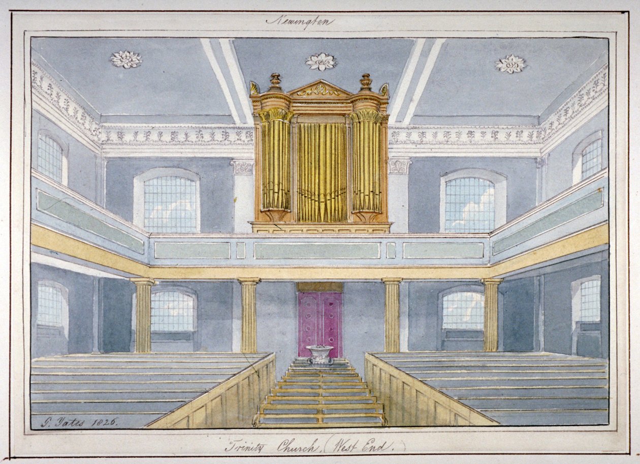 Innenraum der Heiligen Dreifaltigkeitskirche, Newington, Southwark, London, 1826 von G Yates