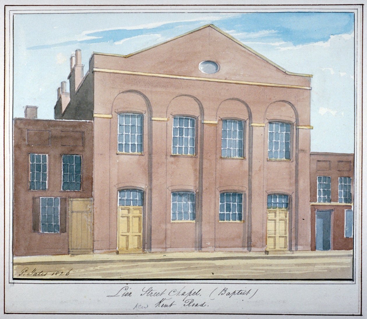 Lion Street Baptist Chapel, abseits der New Kent Road, Southwark, London, 1826 von G Yates