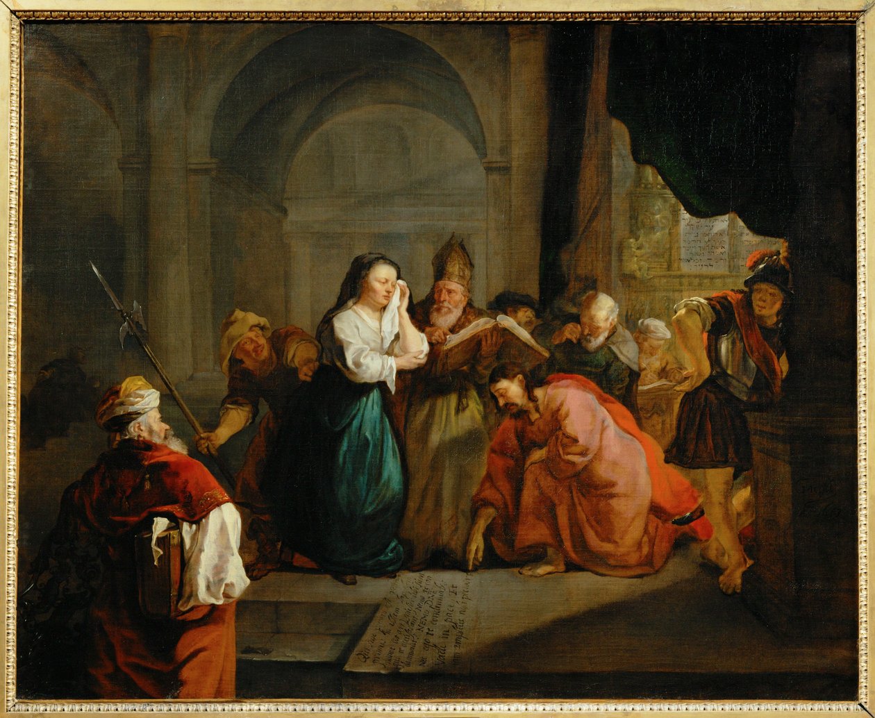 Christus und die Ehebrecherin von Gabriel (attr. to) Metsu