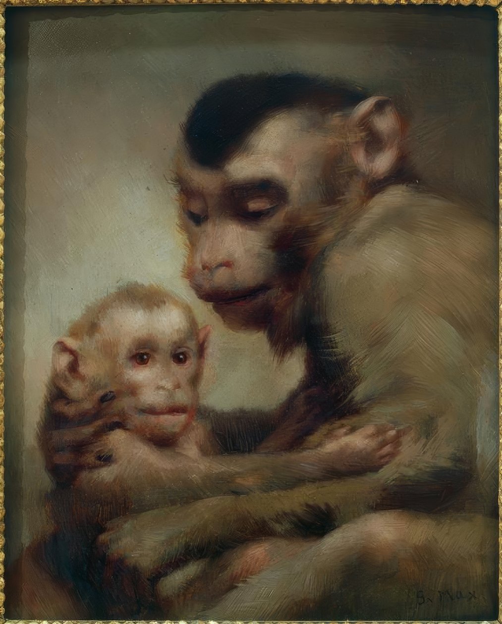 Mutter mit Kind (Affen) von Gabriel Cornelius Ritter von Max