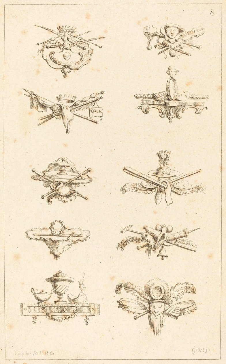 Entwürfe für Schlussstücke: pl. 8 von Gabriel Huquier after Claude Gillot