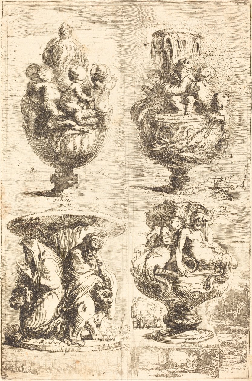 Vier Vasen (Les quatres vases) von Gabriel Jacques de Saint Aubin