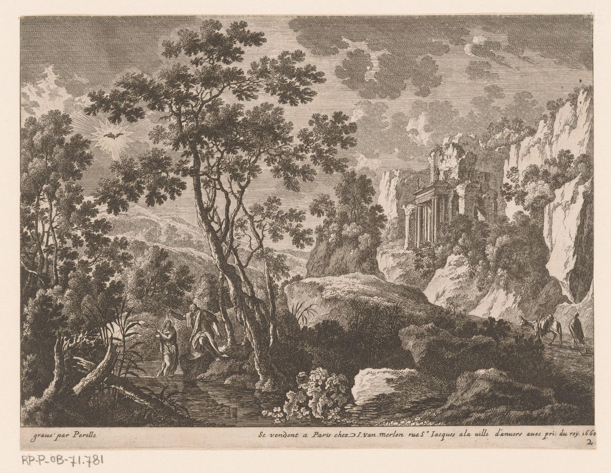 Landschaft mit der Taufe Christi im Jordan von Gabriel Perelle