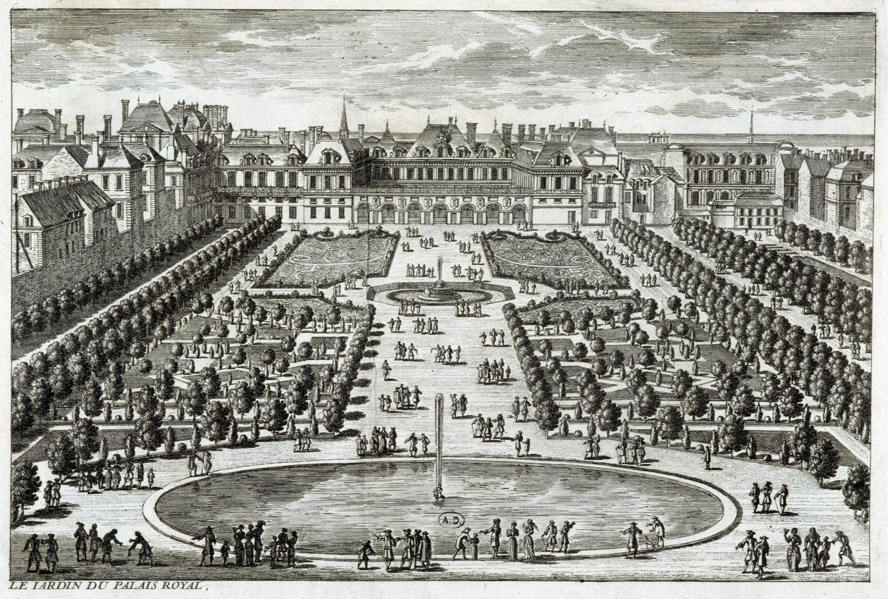 Ansicht des Parc du Palais Royal in Paris. Gravur von Perelle, Ende 17. Jahrhundert von Gabriel Perelle
