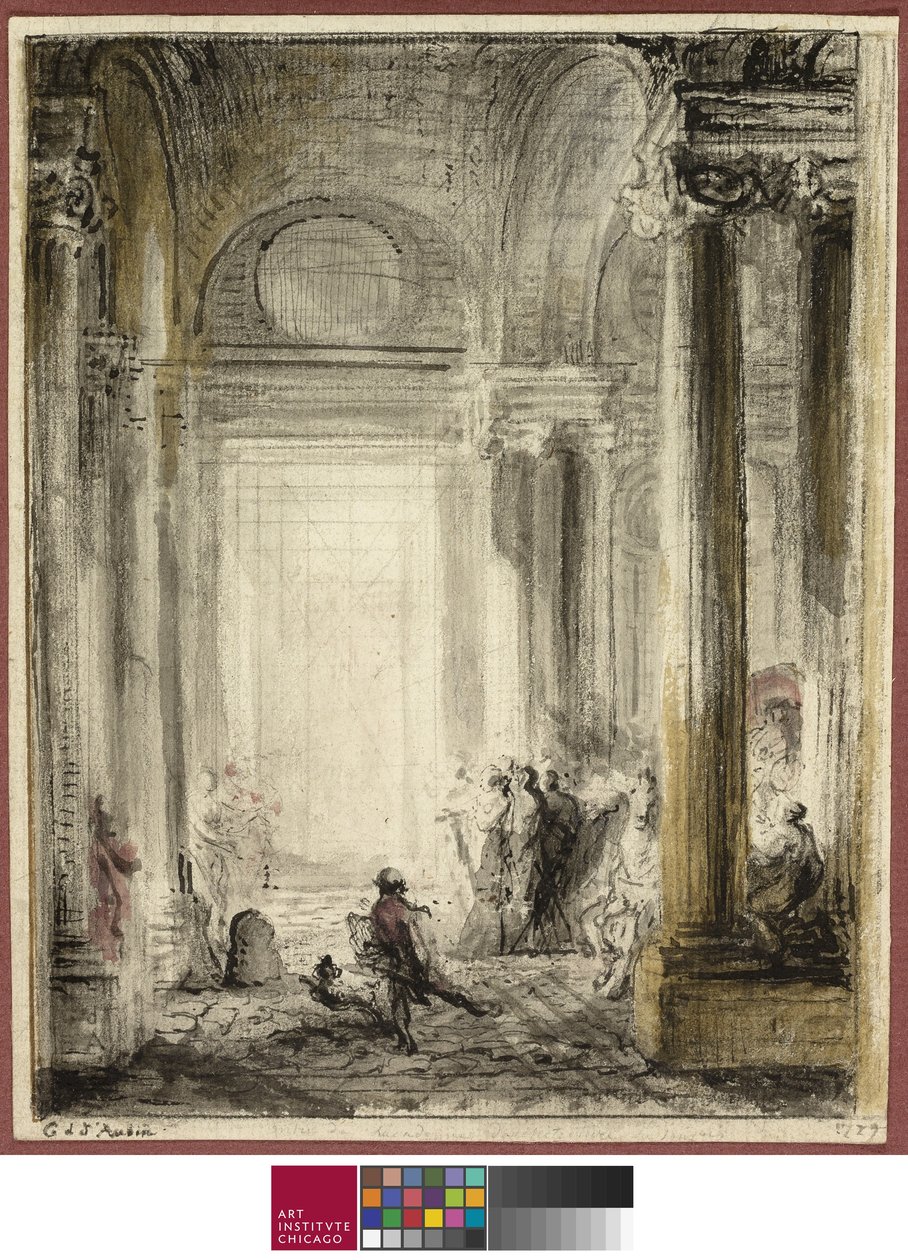 Der Eingang der Akademie der Architektur im Louvre von Gabriel de Saint Aubin