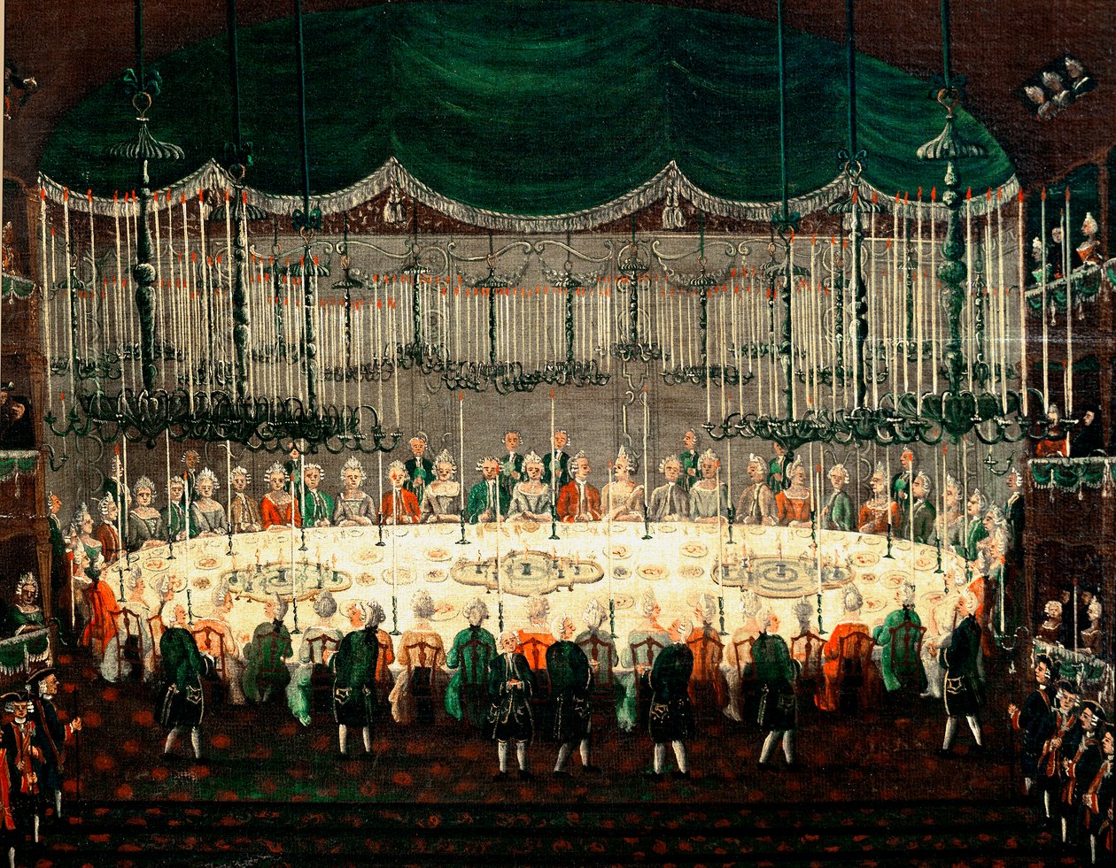 Empfang zu Ehren der Prinzen des Nordens, Detail des Banketts der Botschafter. Gemälde von Gabriel Bella von Gabriele Bella