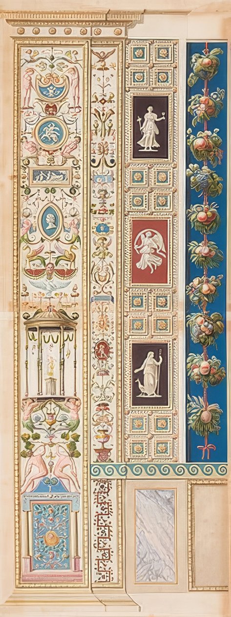 Pilaster Loggia XIII (Verzierung, in deren Mitte ein Tempel der Diana steht) von Gaetano Savorelli