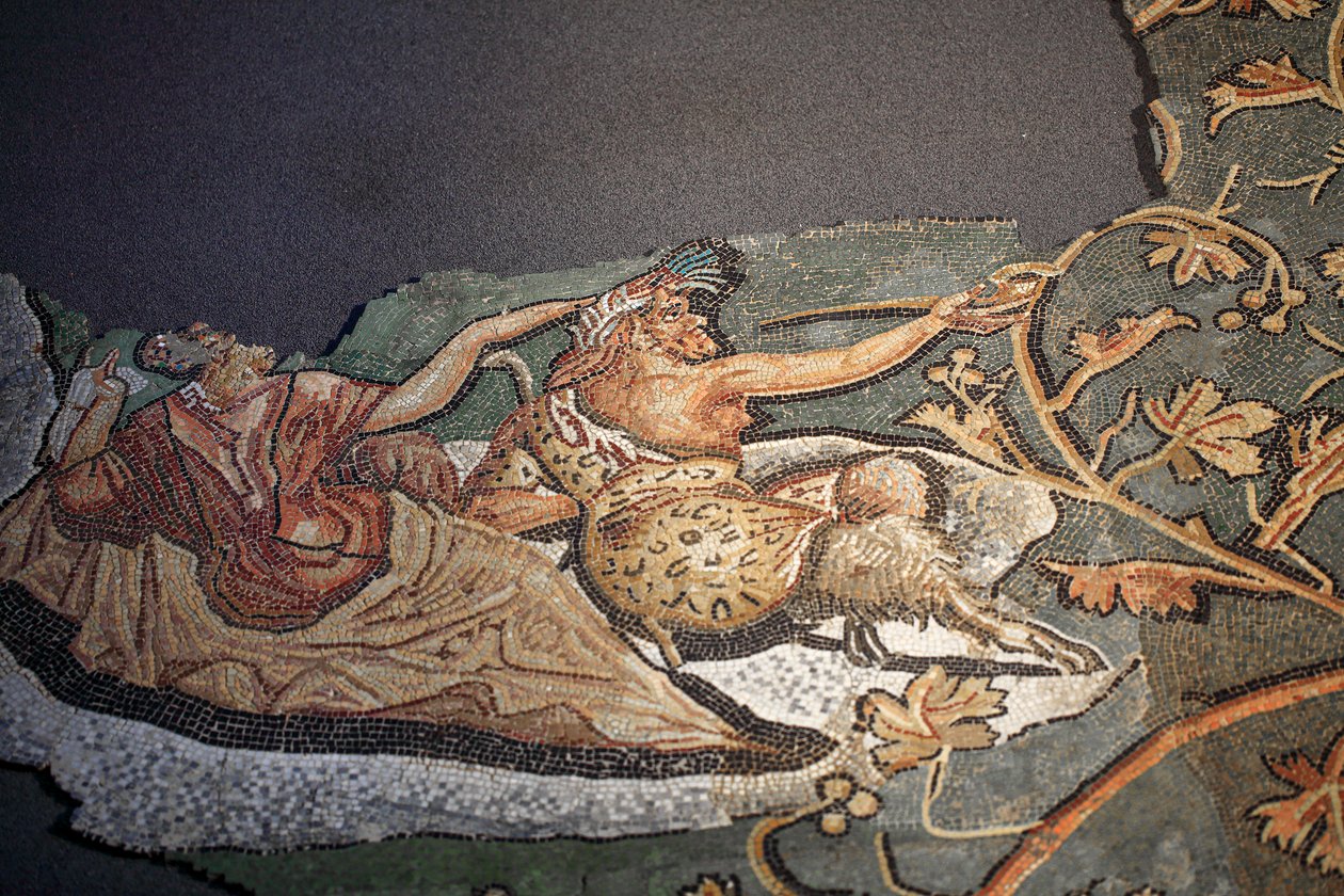 Mosaik, das die Bestrafung des Lycurgus darstellt von Gallo-Roman