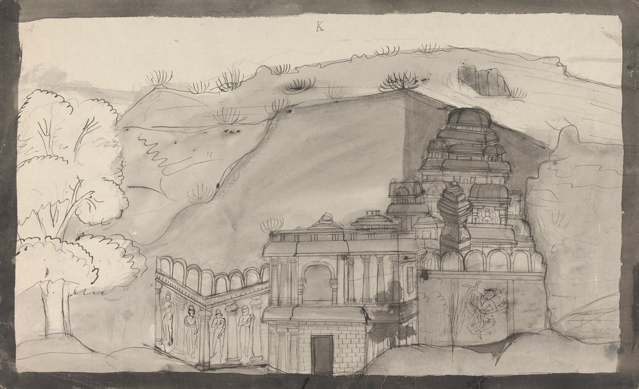 Innenraum eines Ellora-Höhlentempels von Gangaram Chintaman Tambat