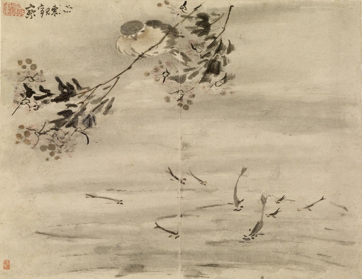 Vogel beobachtet Fisch von Gao Qipei