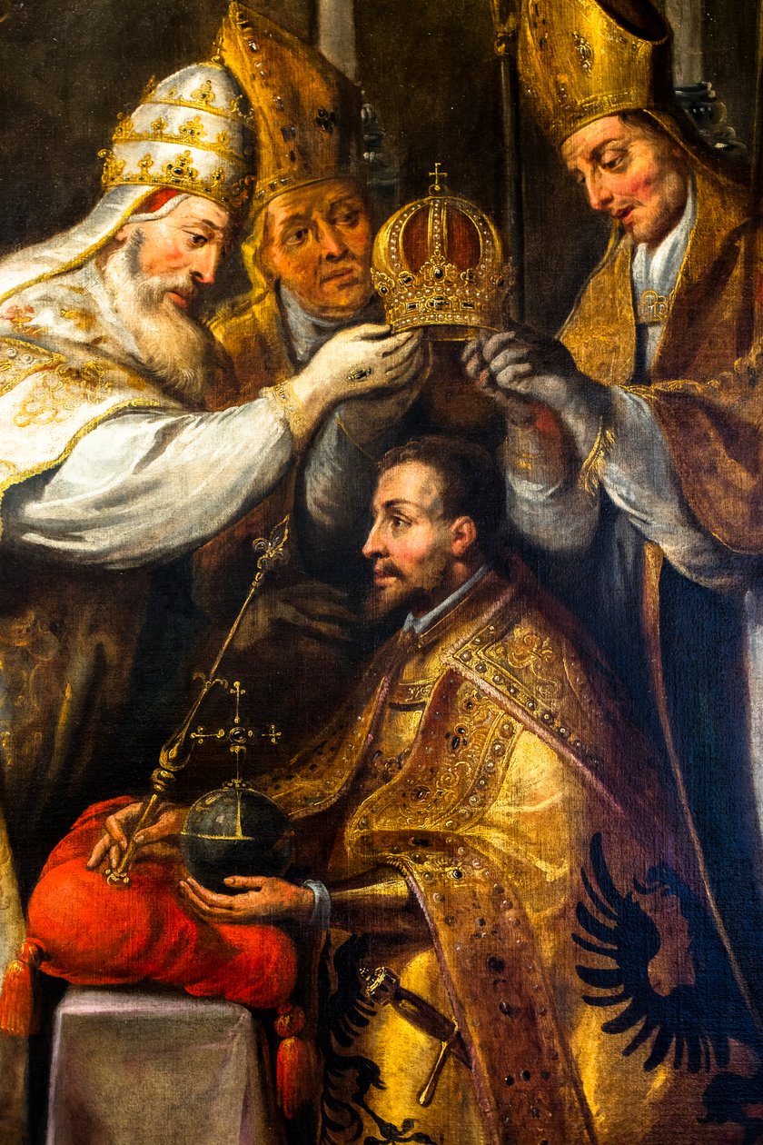 Krönung von Kaiser Karl V. in Bologna (Detail) von Gaspar de Crayer