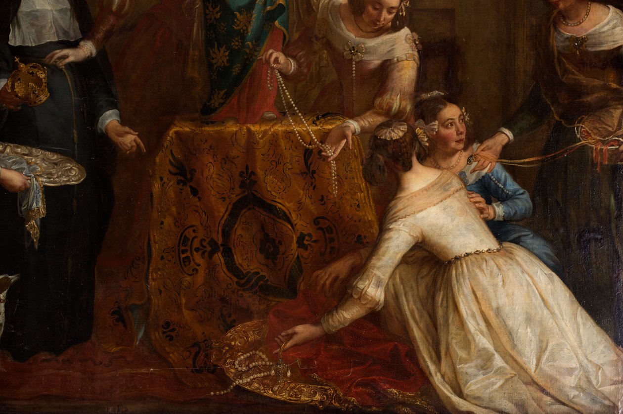 Pfarrkirche (Eglise Saint-Brice). Erzherzogin Isabel von Spanien übergibt ihren Schmuck an die Basilika Saint-Martin von Halle. Gaspar de Crayer. von Gaspar De Crayer