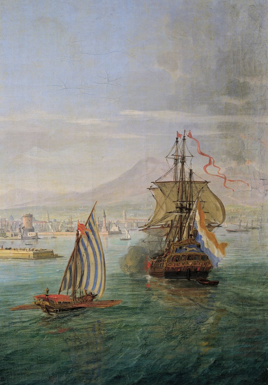 Florenz, Blick auf Neapel vom Meer (Detail) von Gaspar van Wittel