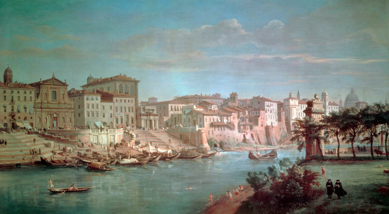 Der Tiber bis Porto di Ripetta von Gaspar van Wittel