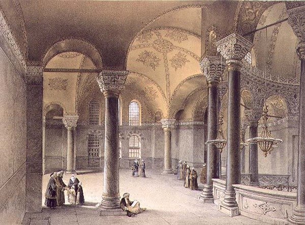 Haghia Sophia, Tafel 14: die Orientalische Galerie, graviert von Louis Haghe, veröffentlicht 1852 von Gaspard (after) Fossati