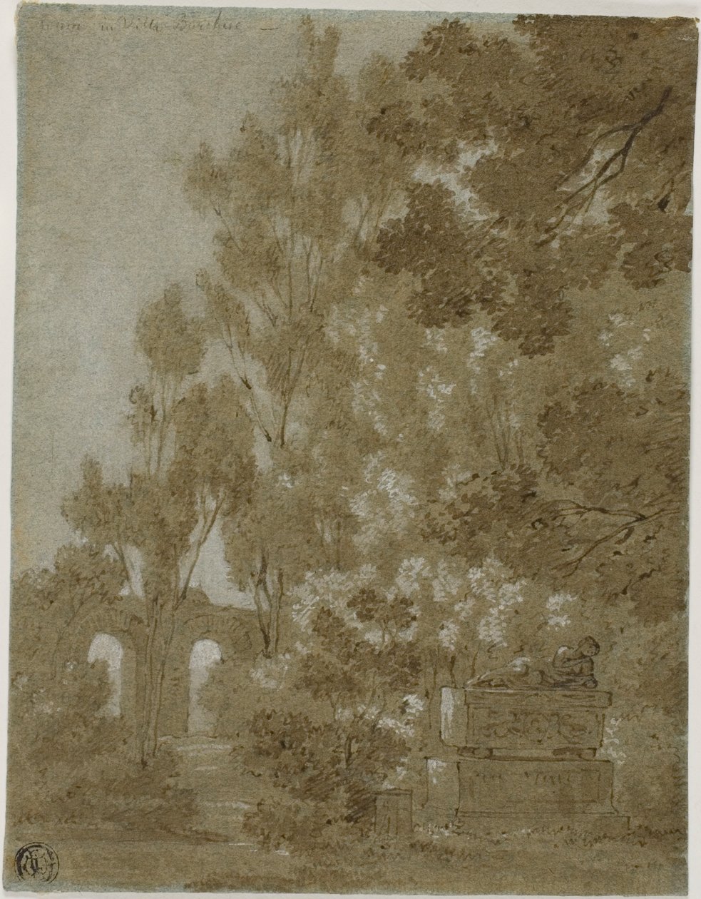 Ansicht von Ruinenbögen und Grab in der Villa Borghese von Gaspard Dughet