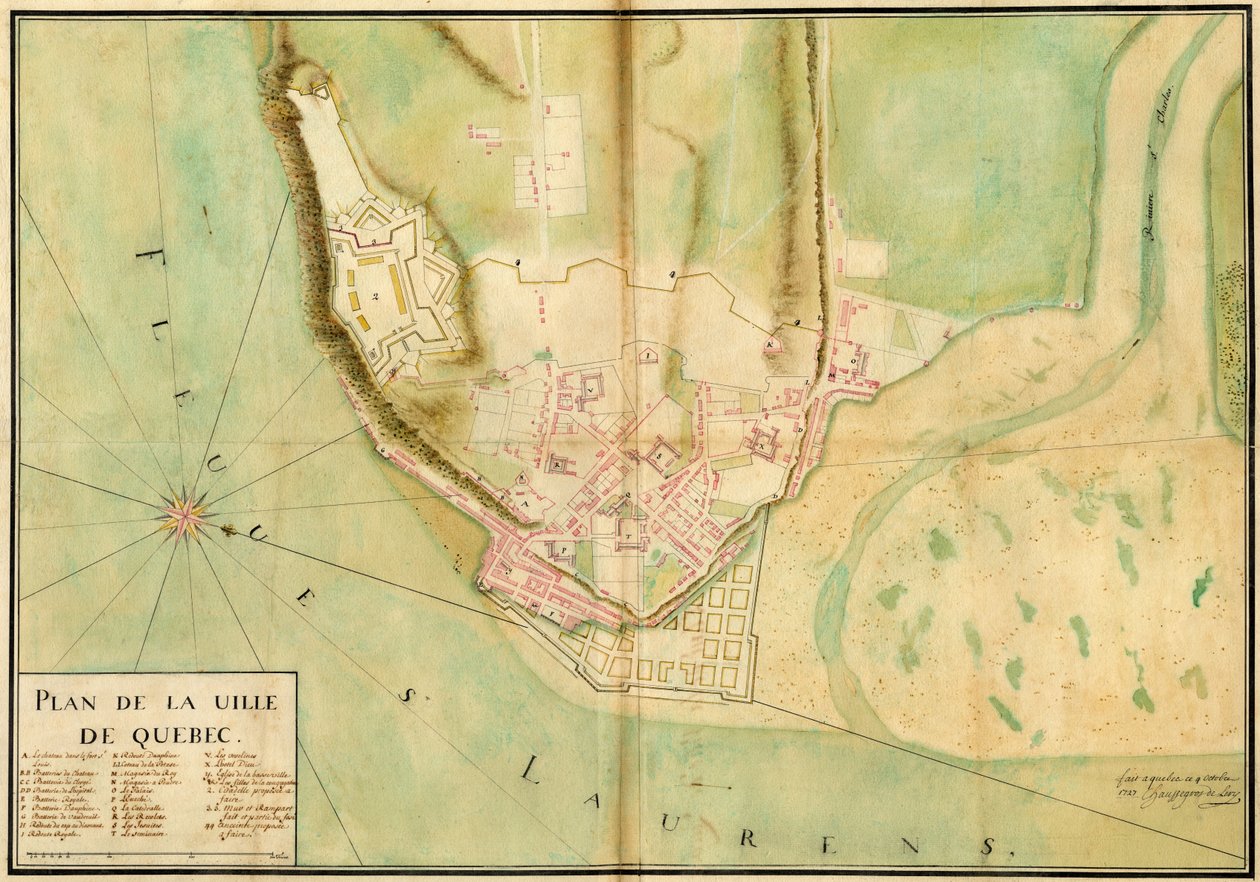 Gaspard-Joseph Chaussegros de Lery, Plan der Stadt Quebec, 1727 von Gaspard Joseph Chaussegros de Léry