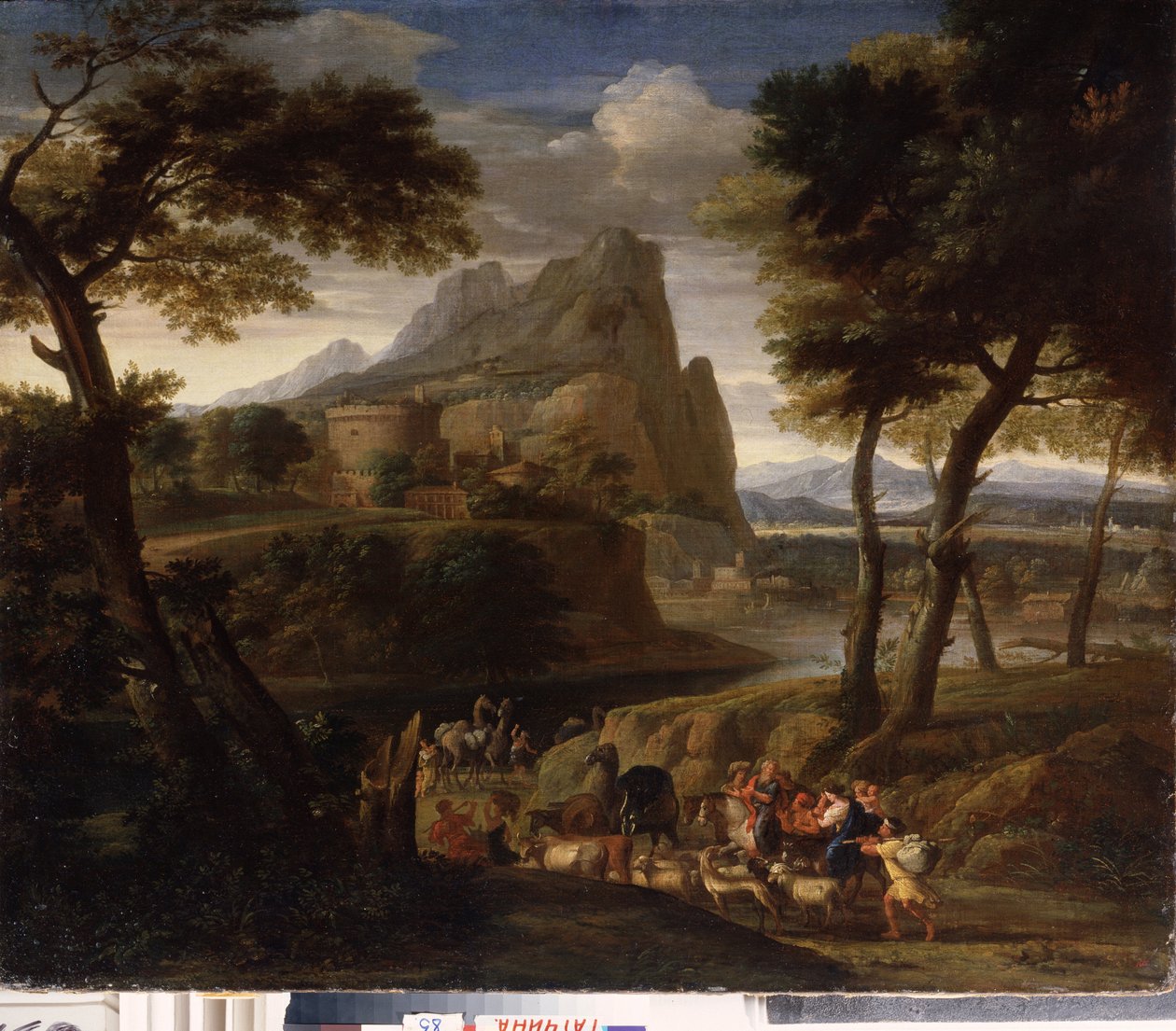Landschaft mit Reisegruppe von Gaspard Poussin Dughet