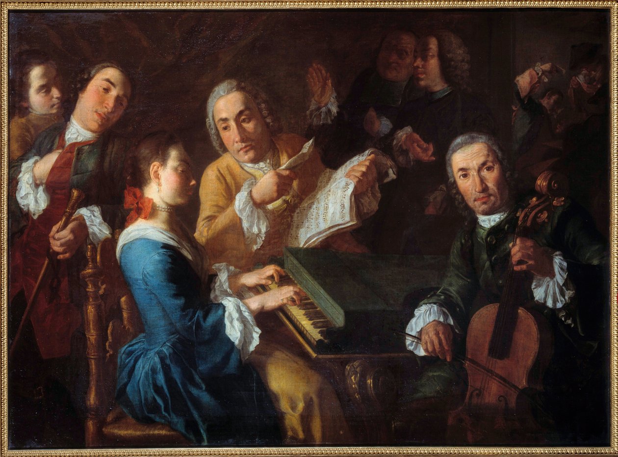 Das Konzert Ein Musiker am Cembalo und ein Cellist von Gaspare Traversi
