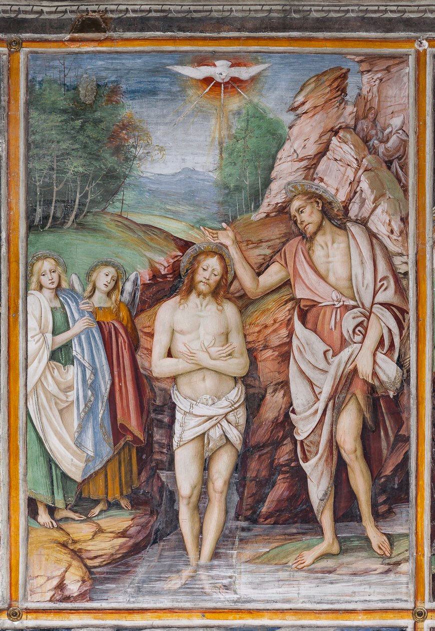Detail der Taufe Jesu, aus "Das Leben und die Passion Christi" von Gaudenzio Ferrari