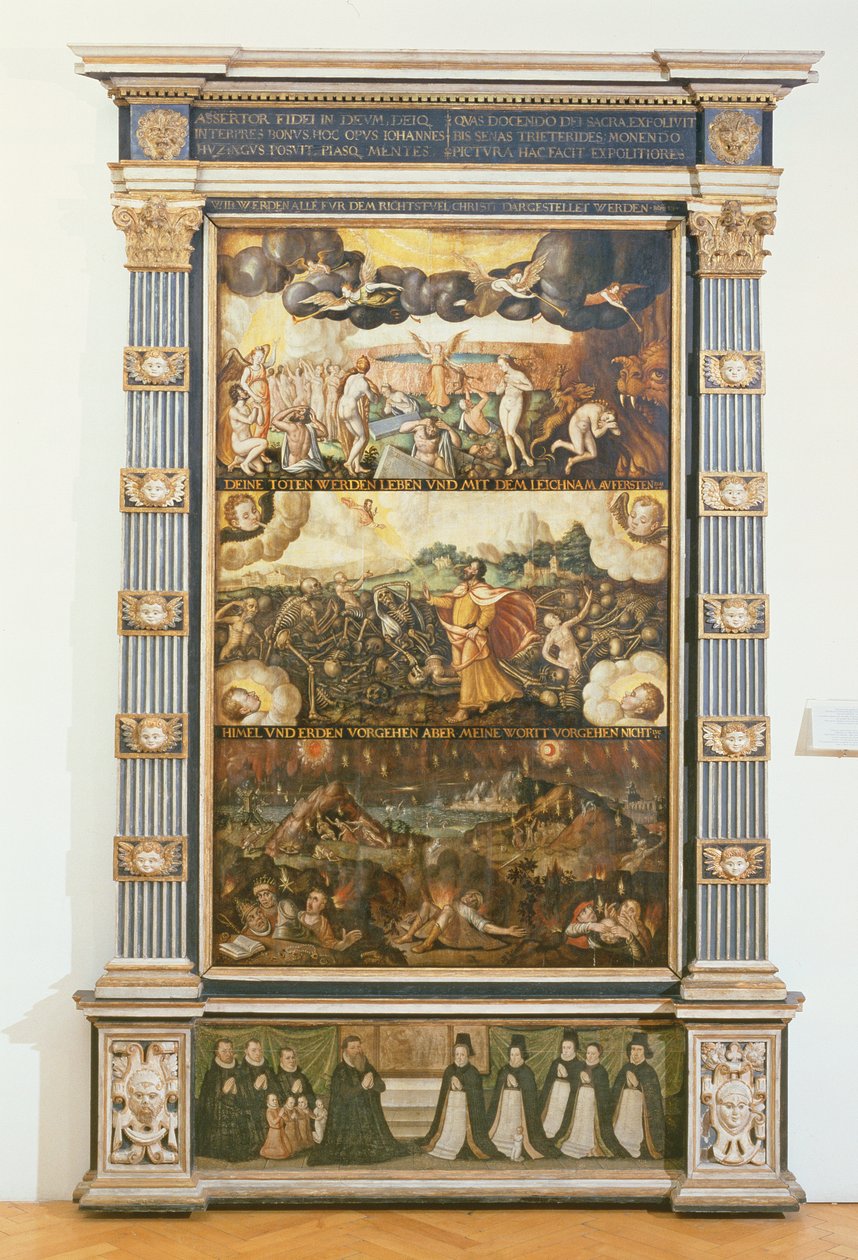 Die Öffnung des sechsten Siegels, Ezechiels Vision und das Jüngste Gericht, 1584 von Gdansk School