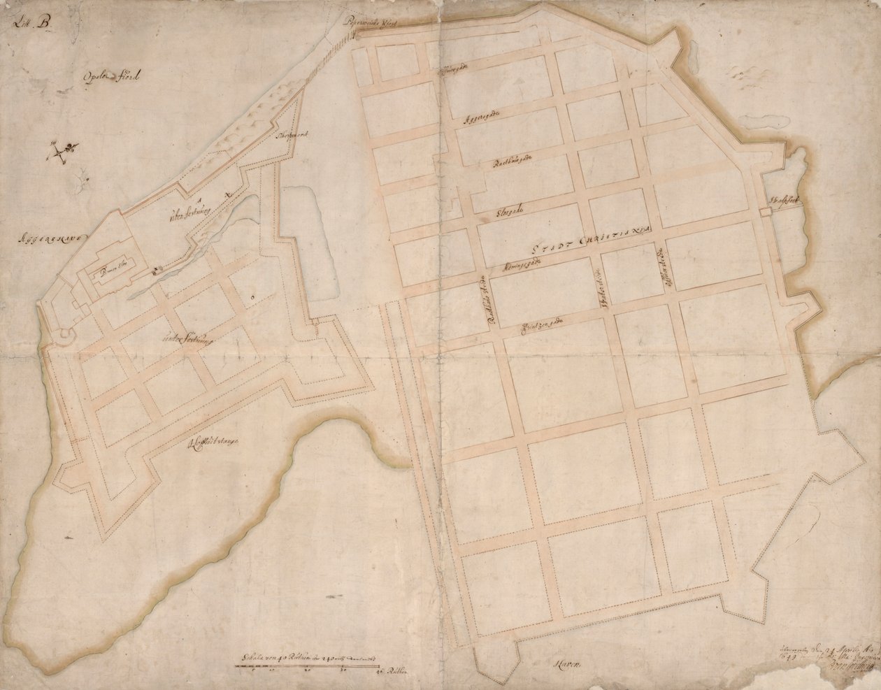 Grundriss von Christiania und Aggershuus von Isaac van Geelkerck