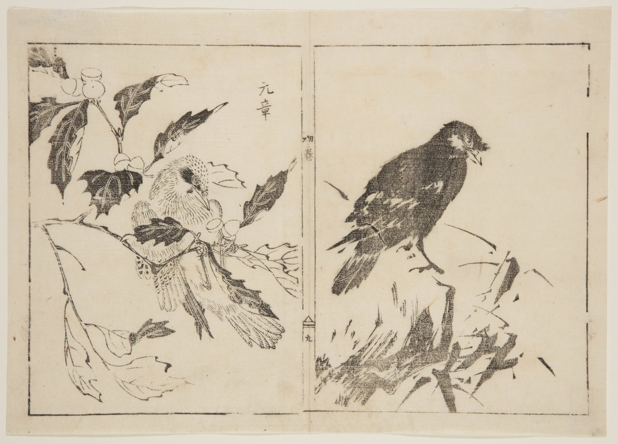 Zwei Stücke, die Vögel und Blumen darstellen von Gensho Gensho
