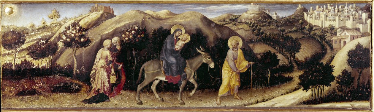 Altarbild der Anbetung der Heiligen Drei Könige: Flucht nach Ägypten (Mittelteil) von Gentile da Fabriano