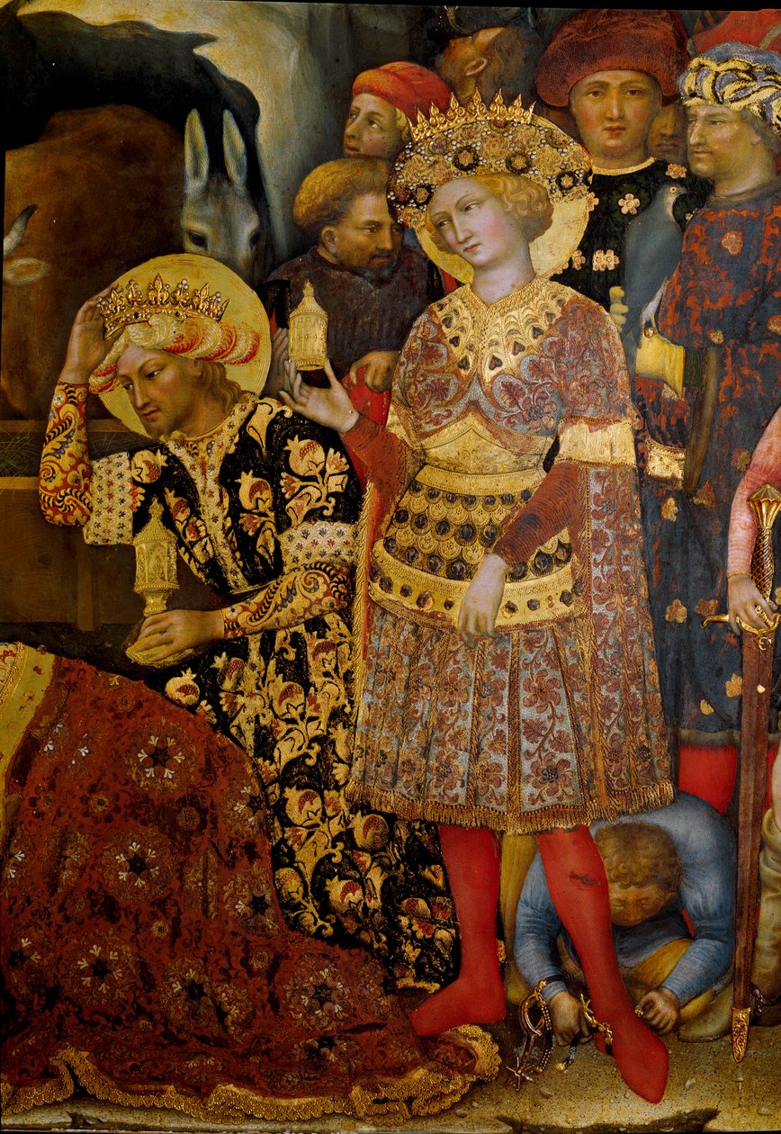 Altarbild der Anbetung der Heiligen Drei Könige (Detail) von Gentile da Fabriano