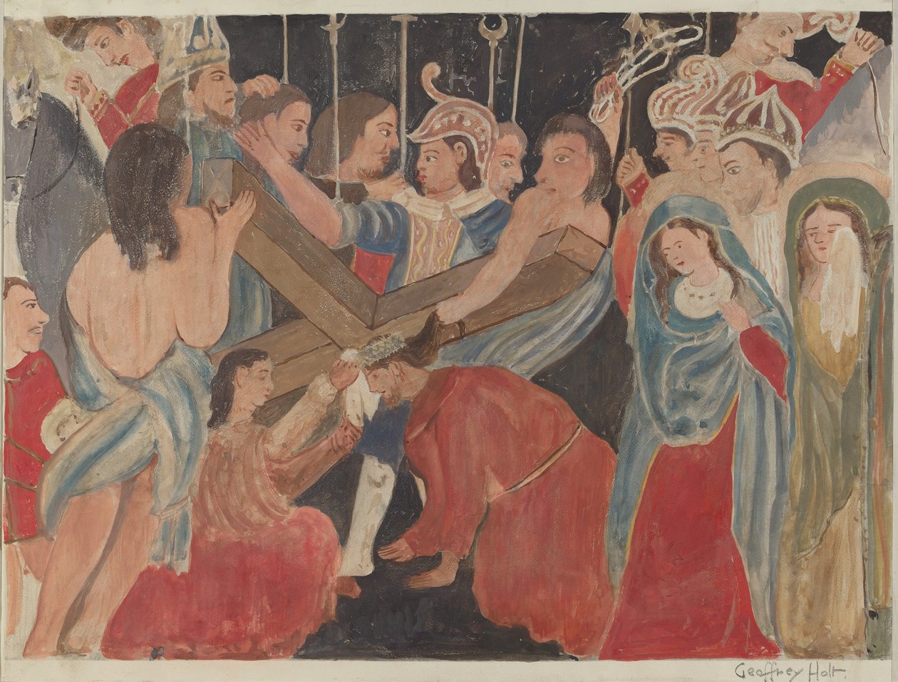 Station des Kreuzes Nr. 6: Veronica leistet Jesus Dienst, ca. 1936 von Geoffrey Holt