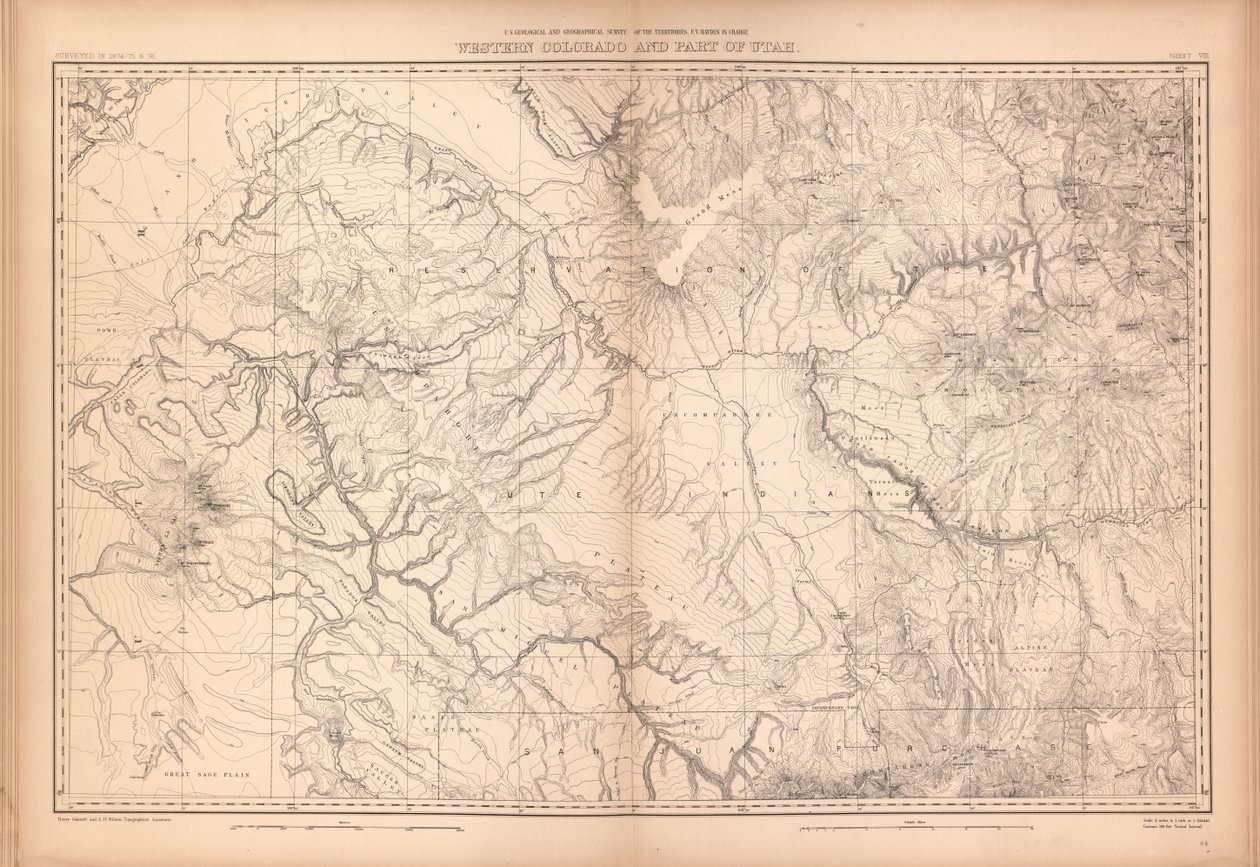Geologische und geografische Karte von Colorado und angrenzenden Gebieten von Geological And Geographical Survey Of The Territories