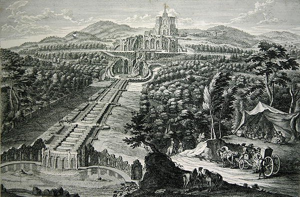 Ansicht über das Oktagon und die Kaskaden, graviert von W.C. Mayr von Georg (after) Finck or Fuenck