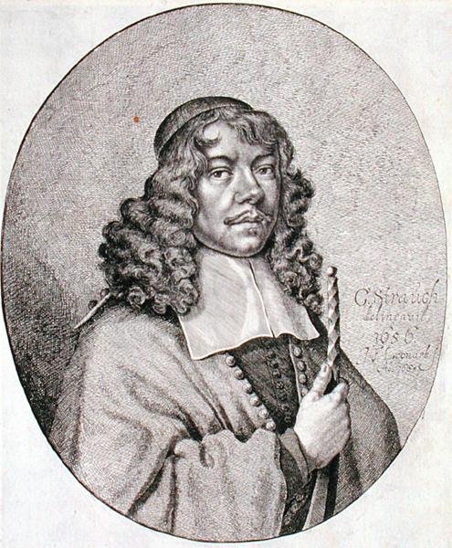 Porträt von Gabriel Schutz (1585-1672) graviert von Johann Friedrich Leonart (1633-80) 1668 (Stich) von Georg (after) Strauch