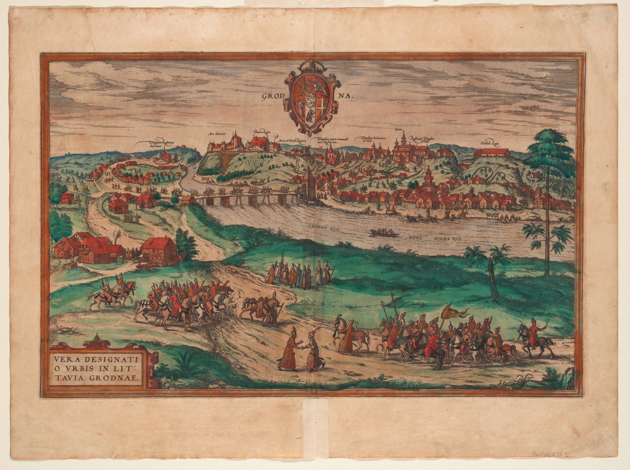 Grodno aus: Civitates orbis terrarium, 1577 von Georg Braun und Franz Hogenberg