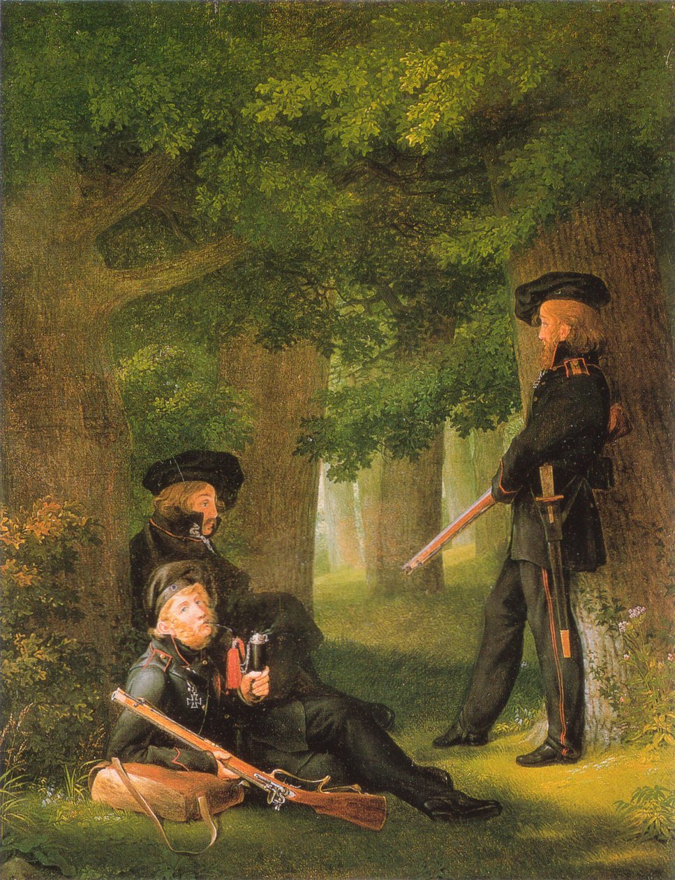 Theodor Körner, Friedrich Friesen und Heinrich Hartmann auf Vorposten von Georg Friedrich Kersting