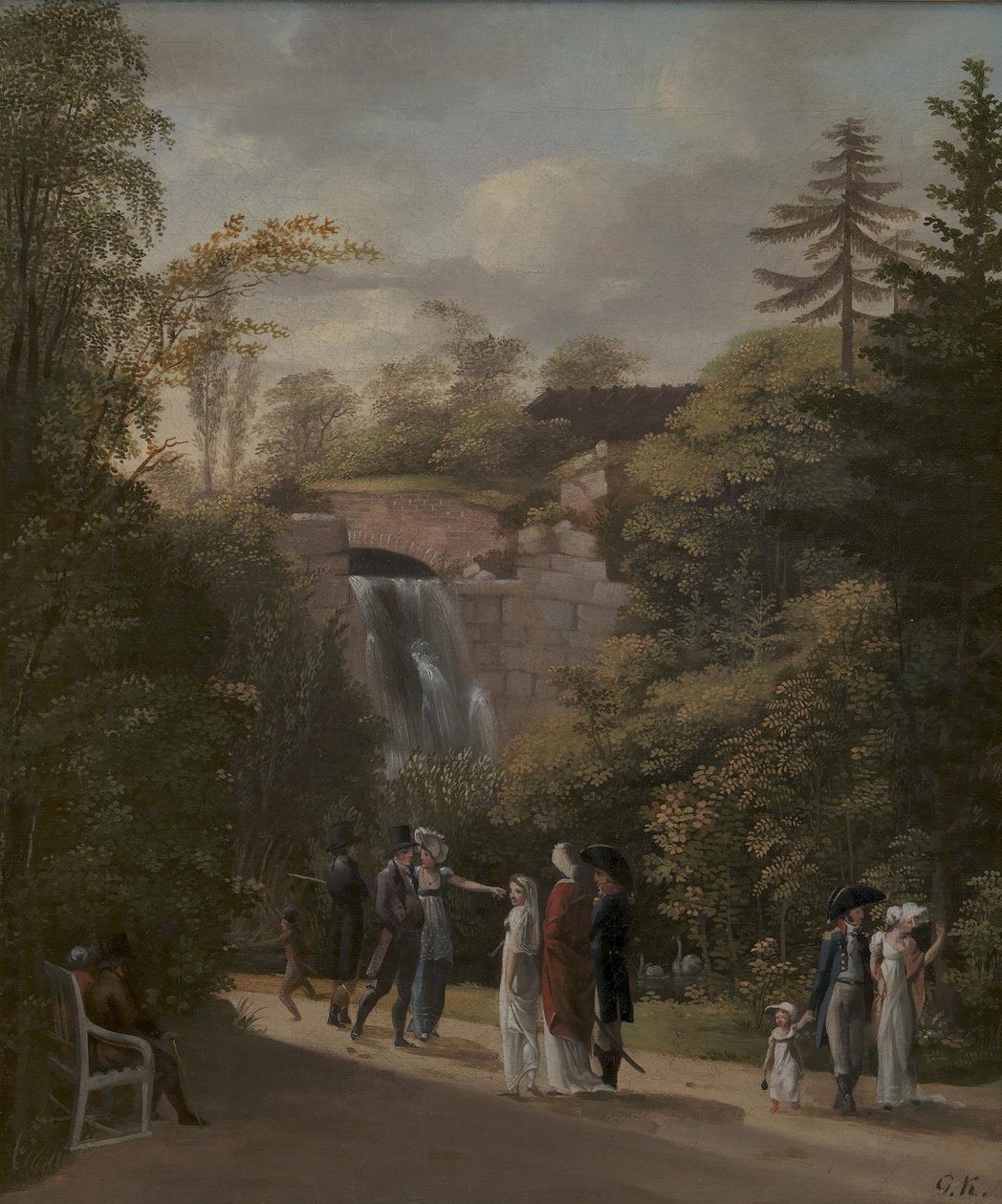 Der Wasserfall im Frederiksberg-Garten bei Kopenhagen von Georg Friedrich Kersting