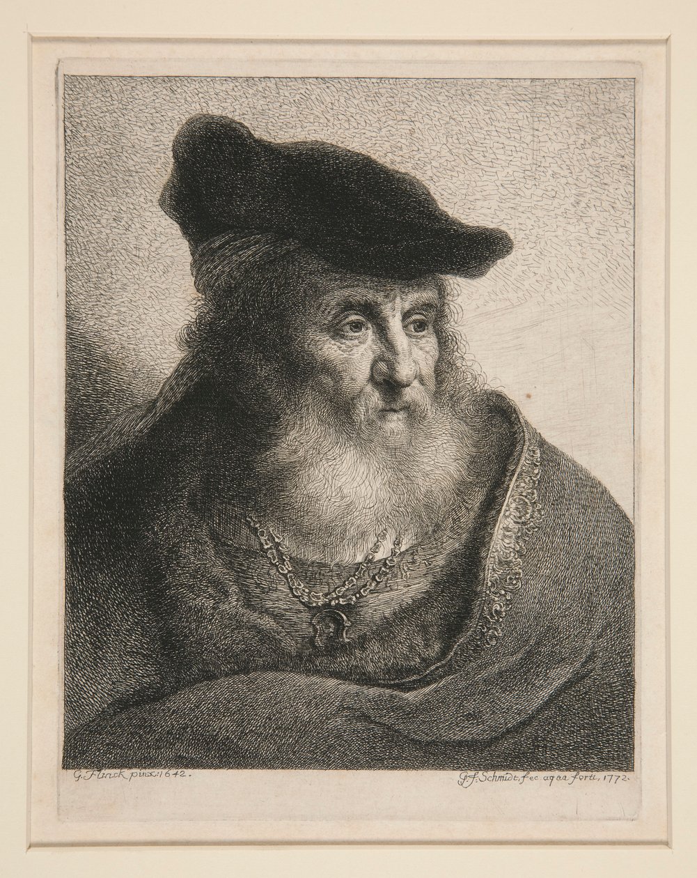 Kopf eines bärtigen Mannes mit Samtkappe von Georg Friedrich Schmidt