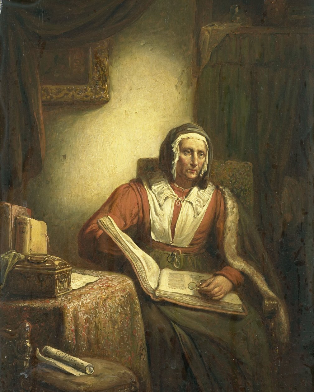 Alte Frau beim Lesen von Georg Gillis van Haanen