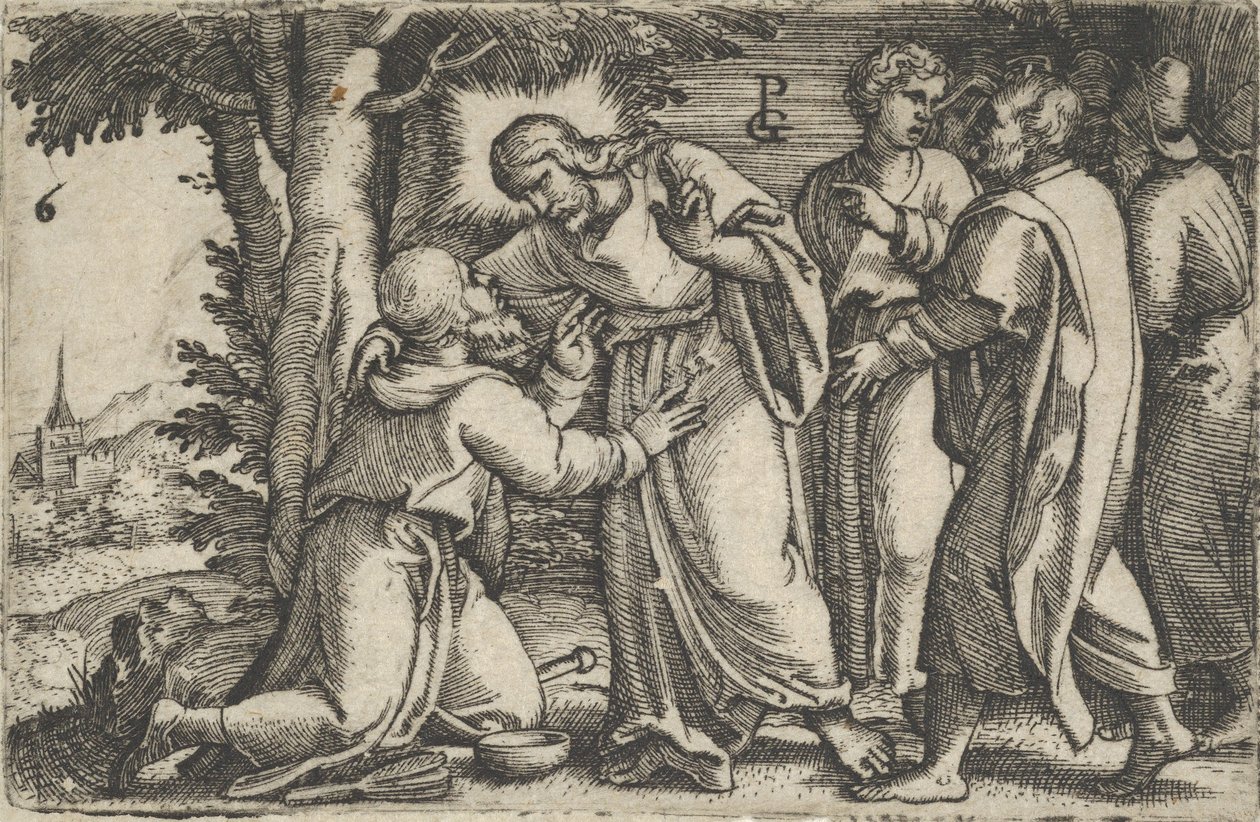 Christus heilt den Aussätzigen, aus Die Geschichte Christi, 1534-35 von Georg Pencz
