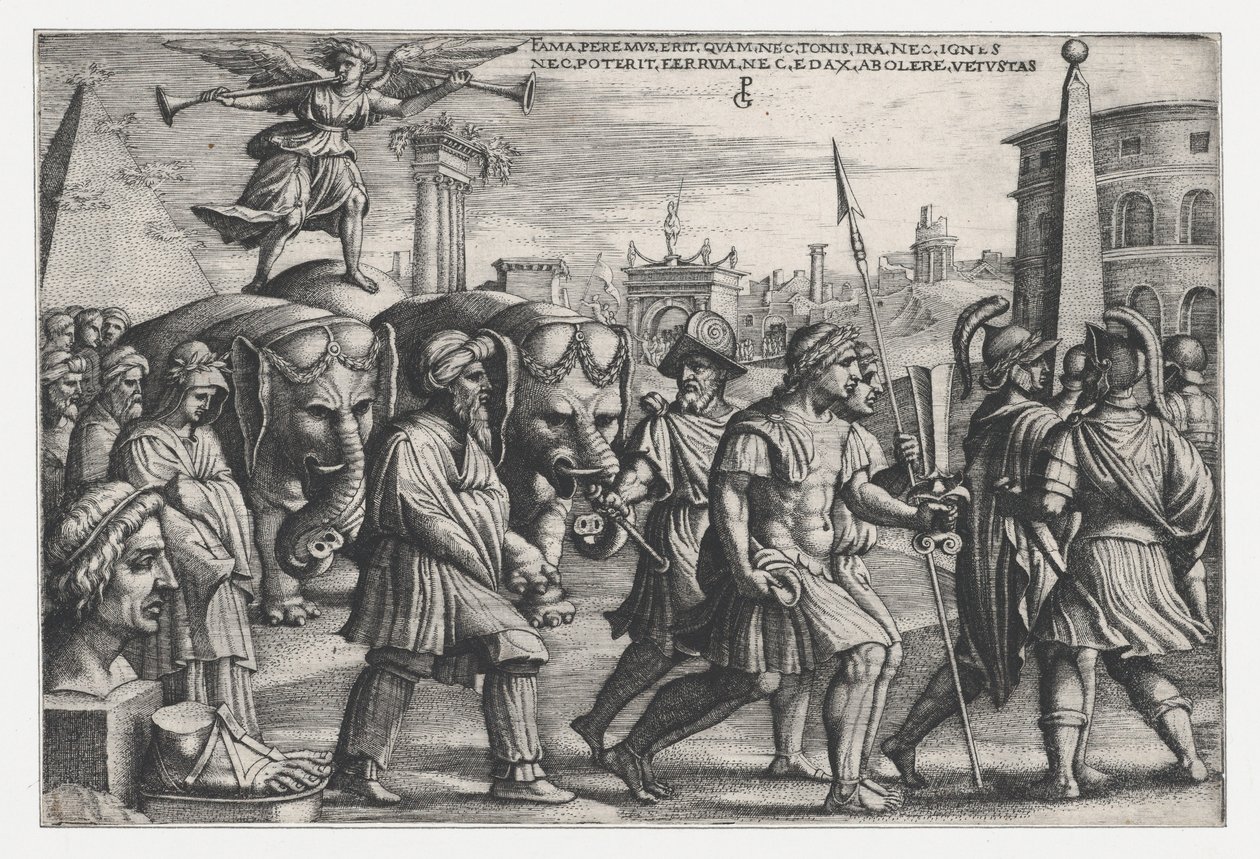 Der Triumph des Ruhms über die Keuschheit, aus Die Triumphe des Petrarca von Georg Pencz